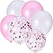 30 Pieces 12 Inches Pink Confetti Balloons Latex Balloons for Girl Baby Shower Wedding Birthday Party Decoration