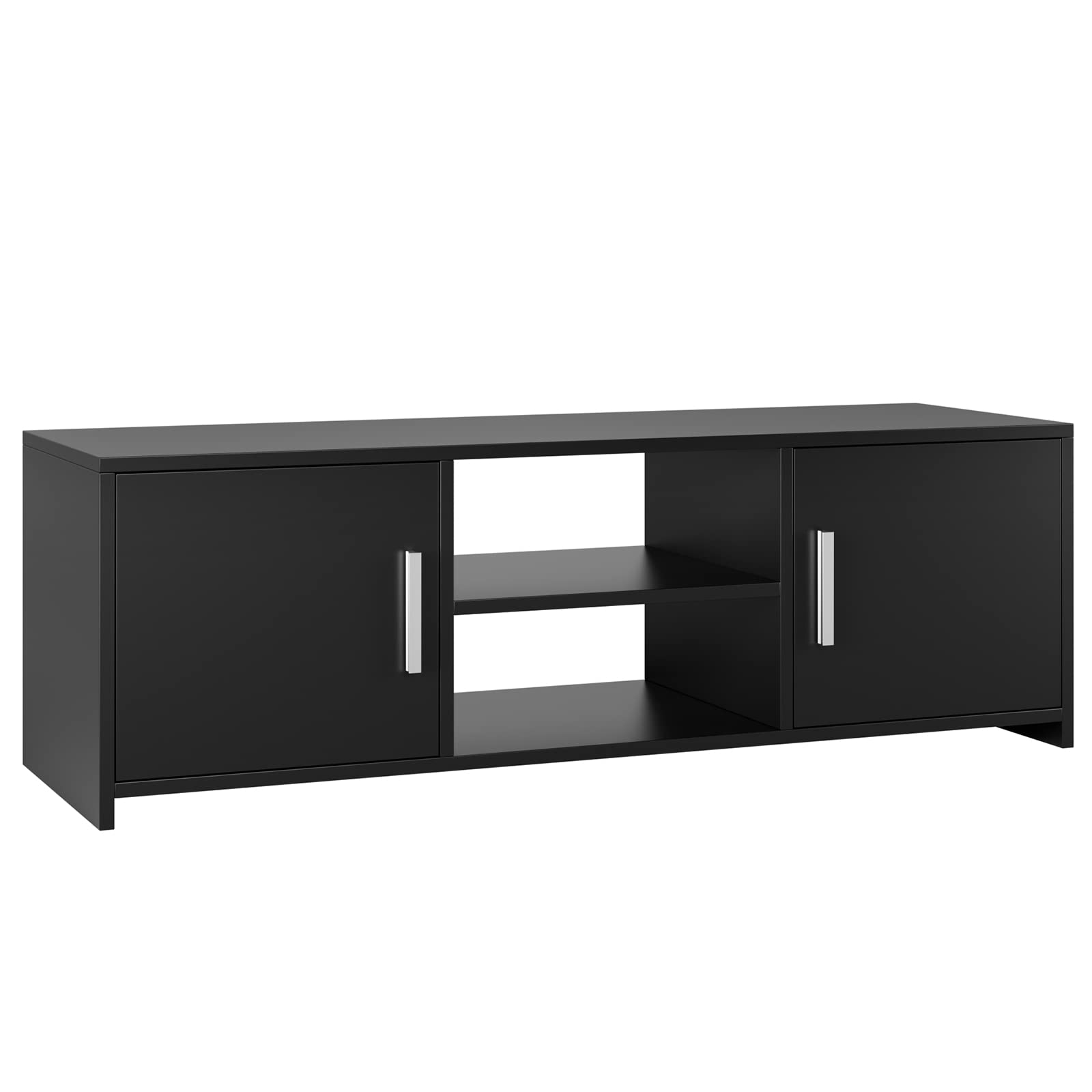 Mueble-TV-Mesa-Television-Mueble-Salon-Moderno-Madera-con-2-Puertas-1-Estante-Negro-110x35x36cm