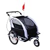 Rimorchio bici per bambini Outsunny 2 In 1 con funzione di passeggino