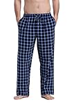 CYZ Men's 100% Cotton Super Soft Flannel Plaid Pajama Pants-BlackBlueCheck-M