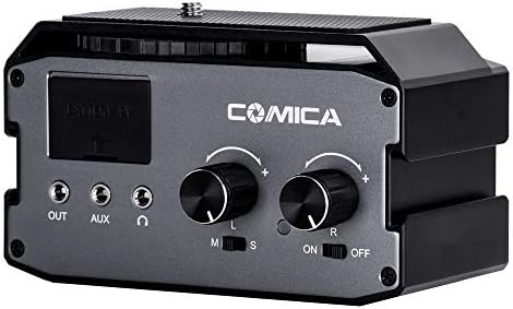 Comica CVM-AX3 XLR Audio Mixer Adapter Preamplifier Dual XLR/3.5mm/6.35mm Port Mixer for Canon Nikon DSLR Camera Camcorder