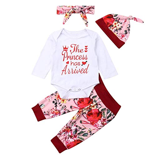 Little Story Â Children's Long-Sleeved Valentine's Day Floral Print Hakama Climbing Suit Package Fart + Trousers + hat + Red