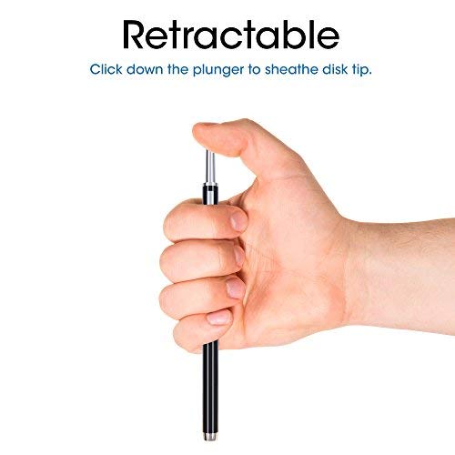 amPen Fine Point Disc Stylus-Retractable Precision Stylus Pen for Touchscreens (Black) - Thumbnail 2