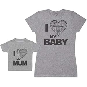 I Love My Baby & I Love My Mum – Love Star – Maak een set – Gecoördineerde cadeauset voor moeder en baby – Dames-T-shirt…