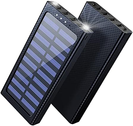 Aikove Portable Charger Solar Power Bank 24000mAh External Battery 4 USB Ports with 3 Input Ports (Micro 2.4A USB) for Other Smartphone, Tablets (Black)