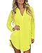 ZANZEA Women Chiffon Sheer Sexy V-neck Long Sleeve Button Down Dress Shirts