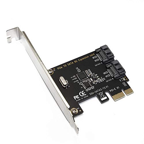 Per PCI Express SATA 3.0 Controller Card 2 Port PCIe to SATA III 6GB/s Internal Adapter Converter for Desktop PC,PCI-E to SATA 3.0 Disk Array Card Hard Drive Expansion Card