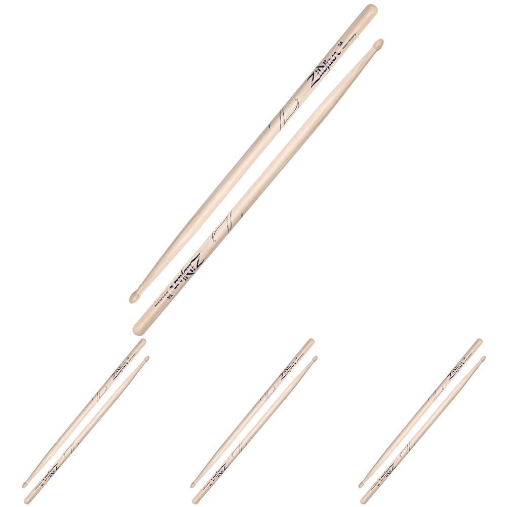 Zildjian Z5A 5A Acorn Neon Yellow Drumsticks, Hickory (Pack of 4)