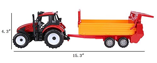 Cltoyvers Red Farm Tractor with Sowing Trailer Farm Tractors Toys Wagon Farmer Vehicle Seeding Machine Toy for Kids Boys Pretend Play Friction Powered Tractor Toys Playset - Thumbnail 7