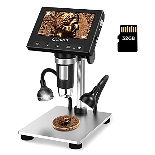 Digital Coin Microscope,Opqpq 4.3'' LCD Screen Magnifier with 32GB SD