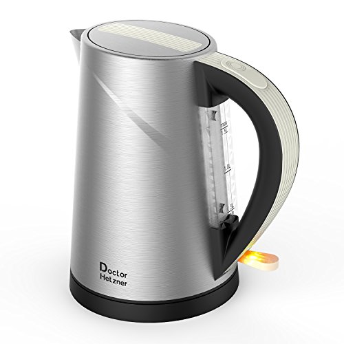Electric Kettle, Doctor Hetzner Stainless Steel Water Kettle, 1500W Fast Boil, BPAFREE Tea