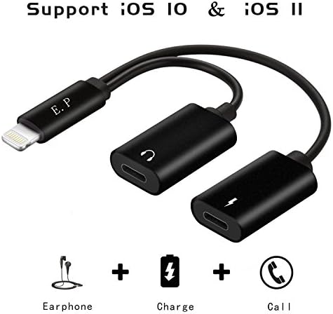 EasternPin B072KDNZSZ 2-in-1 Lightning Adapter for iPhone 7, Dual Lightning Headphone Audio and Charge Adapter for iPhone 7/7 Plus - Black