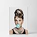 Smile Art Design Audrey Hepburn Bubble Gum Canvas Print Teal Blue Pop Art Home Decor/Iconic Wall Art/Gallery Wrapped Canvas Art Stretched/Ready to Hang (12 x 8)
