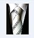 MINDENG New Classic Striped White Black Streak 100% Silk Men'S Tie Necktie Ties