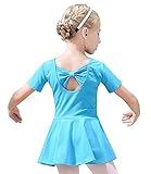 Gurcyter Athletic Leotards,Girls' Short/Long Sleeve Ballet Leotard Skirted Dance Back Bowknot Dress