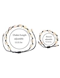 Winas Natural Shell Anklet & Natural Shell Necklace, Summer Beach Shell Conch, Adjustable Shell Choker Necklace