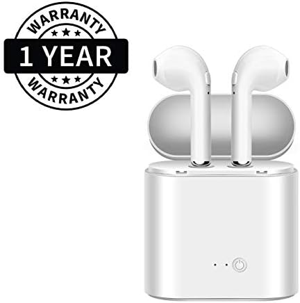 Suroskie True Wireless Bluetooth Headphones Sweatproof Sports Headsets in-Ear Noise Cancelling Stereo Earphone with Built-in Mic and Charging Case