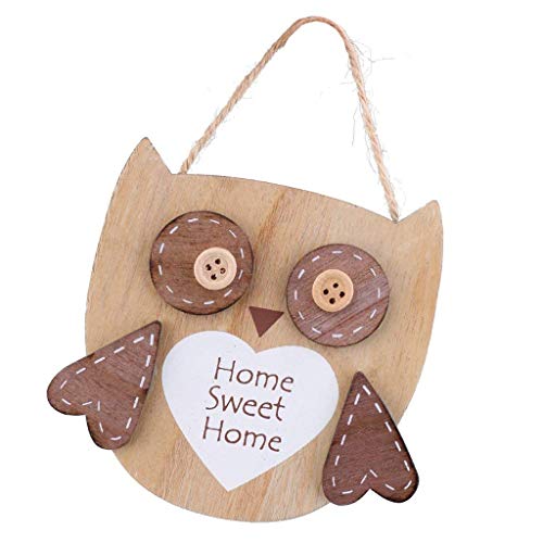 KODORIA Wood Hanging Plague Owl Shape Wall Sign Hanging Board Decorative Board Wall Plaque Home Decor Gift (Home Sweet Home)