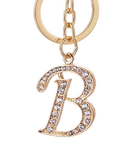 Keychain for Women AlphaAcc Purse Charms for Handbags Crystal Alphabet Initial Letter Pendant with Key Ring