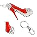 VXAR Key Ring Keychain Fashion and Charming Lady's High Heel Shoes Rhinestone Crystal Zinc Alloy Keyring Pendant Keyfob Women Bag Purse Decoration Gift (Red 1pcs)