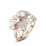 Yoursfs Flower Cocktail Ring For Women Colorful Quartz Enamel Ring Wedding Jewelry