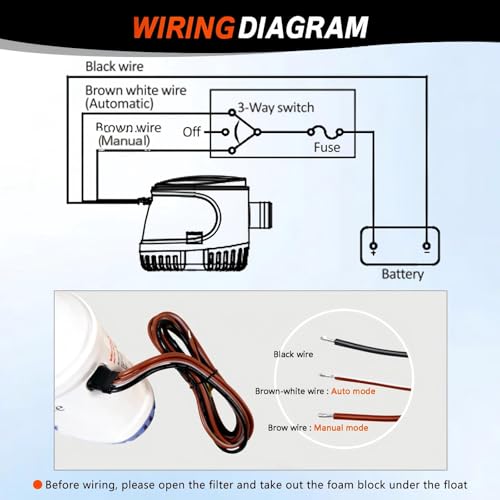 1100GPH Automatic Boat Bilge Water Pump Kit, 1-1/8 inch 12V Small Marine Bilge Pump with Float Switch, 6FT Hose, 2 Clamps, Thru-Hull Fitting, Ideal for Fishing Boats, Cruisers, Runabouts, Yachts