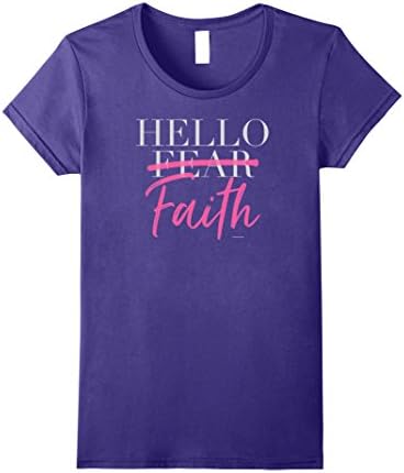 Womens Hello Faith Over Fear T Shirt Women Pink by ChapelFlow Large Purple