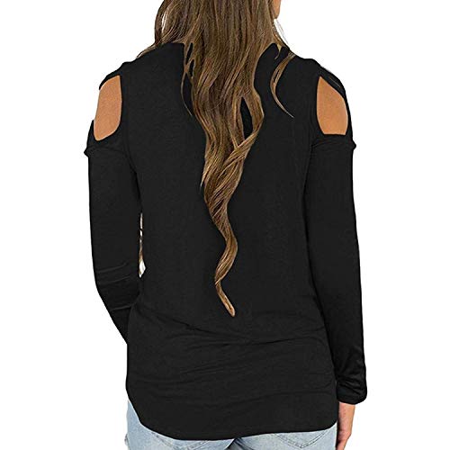 Orangeskycn Fashion Womens Casual Lace Long Sleeve Pullover Crop O-Neck T-Shirt Blouse Tops (s Black, XL)