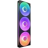 NZXT F360 RGB Core - 360mm Single-Frame RGB Fan Unit - Black | 360mm single-frame unit with three 120mm RGB fans on one cable. Speed and lighting controlled through CAM.