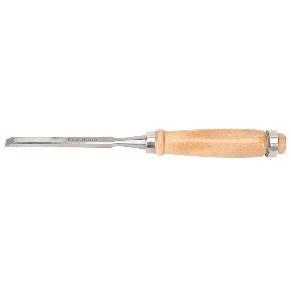 Walfront Chrome Vanadium Alloy Steel 8 mm Flat Edge Wood Chisel