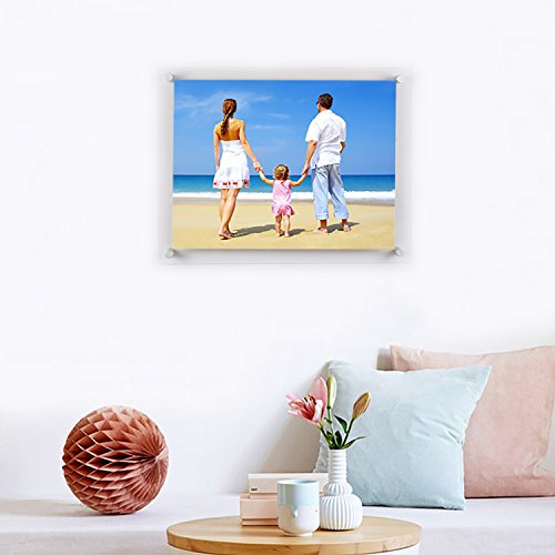 Clear Acrylic Wall Mount Floating Frameless Picture Frame Up to 16x20