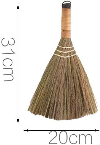 WEIFAN CAI - Straw Broom Sweeping Dust Natural Miscanthus Health Soft High Elasticity Dense Weaving Bamboo Handle (Natural,31x20cm)