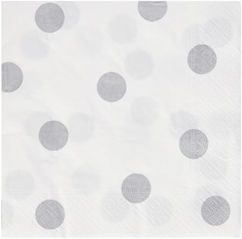 Sophistiplate Silver Polka Dot Paper Napkins - 60pk for Holidays, Parties, Showers, Special Entertaining! Made in Italy