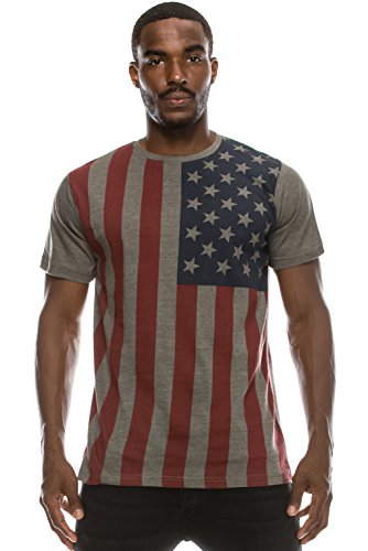 Mens hipster hip hop vertical usa flag crewneck t-shirt…