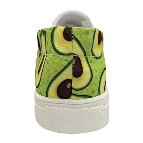 Women's Breathable Slip On Loafers Fashion Casual Flat Walking Shoes Ladies Canvas Avocado Print Sneakers Lazy Shoes (Green, US:10.5 /CN:43) - Thumbnail 3