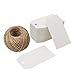 KINGLAKE Gift Tags,100 Pcs White Paper Blank Gift Tags with String for Wedding Favors,Craft Tags with Natural Jute Twine