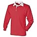 Front Row Long Sleeve Classic Rugby Polo Shirt (XL) (Red/White)
