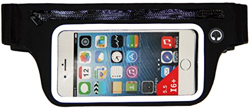 Smartphone Exercise and Running Belt for iPhone 6 6S 6 Plus, Samsung Galaxy S8 S7 S6 & More (Black)