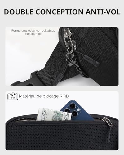 Waterfly Men's Women's Small Fanny Pack with RFID Blocking Anti-Theft Waist Bag with Adjustable Belt for Travel, Hiking, Cycling, Walking, City Holiday, Black