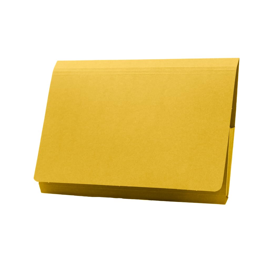Exacompta - Ref PW2-YLWZ - Guildhall - Full Flap Pocket Wallet, 35x 24.2cm, Holds A4 & Foolscap Documents, 315gsm Quality Heavyweight Manilla, Foolscap - Yellow, Pack of 50