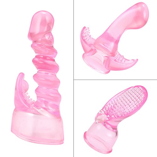 L’aise Vie Magic Wand Attachment for L’aise Vie V1 Wand Massager Vibrator and Other Medium Vibrating Bullet-Pack of 3 Different Design TPE Material Attachment Pink