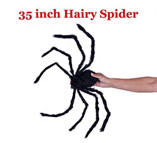 COOLJOY 35 INCH Halloween Decorations Spider Realistic Hairy Spider Halloween Party Decor for Outdoor Indoor