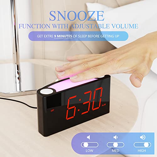 ROCAM Digital Alarm Clock 7.5" Large Red Led Display, Loud Alarm, 7