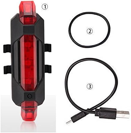 ShiChengWei USB Rechargeable Bicycle Light Front And Tail Set 5 LEDs 4 Modes Head Back Bike Flashing Safety Warning Lamp Fit For All Cycling Pack (red)