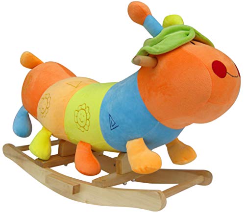 Wagner 9530 - Schaukeltier Tausendfüssler aus Holz und Plüsch für Kinder und Babys Schaukelpferd Schaukel-Raupe