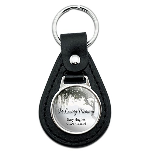 Graphics and More Personalized Custom In Loving Memory Willow Tree Memorial Black Leather Keychain
