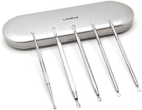 Blackhead Remover Tool Kit, LOVANI Curved Blackhead Tweezer Comedone Extractor Set Treatment for Blemish,Zit Popper Blackhead Acne Pimple Ingrown Hair(5pcs Tweezers Kit)