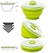 Collapsible Food Storage Containers - Silicone Container Bin Sets with Lids for Kitchen, Camping & Camper RV Accessories, Freezer and Microwave Safe Storage Bowl Set, Stackable Space Saving Bins
