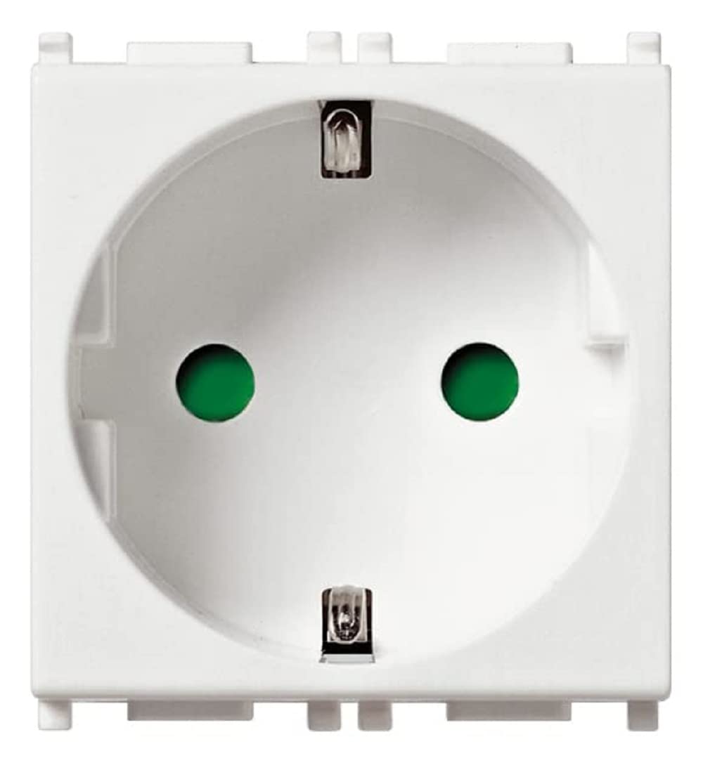 Vimar Flat Series - Sicury Socket 2 Poles + 16A Earth Automatic Terminal White