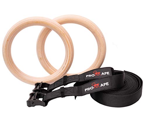 image for ProApe Premium Heavy Duty Wooden Gymnastic Rings / Olympic Rings With 